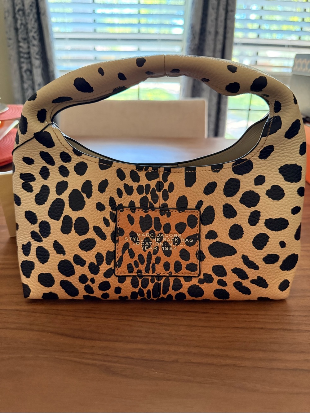 Marc Jacobs Leopard Print Mini Sack Bag in Tan & Black - Picture 2 of 14